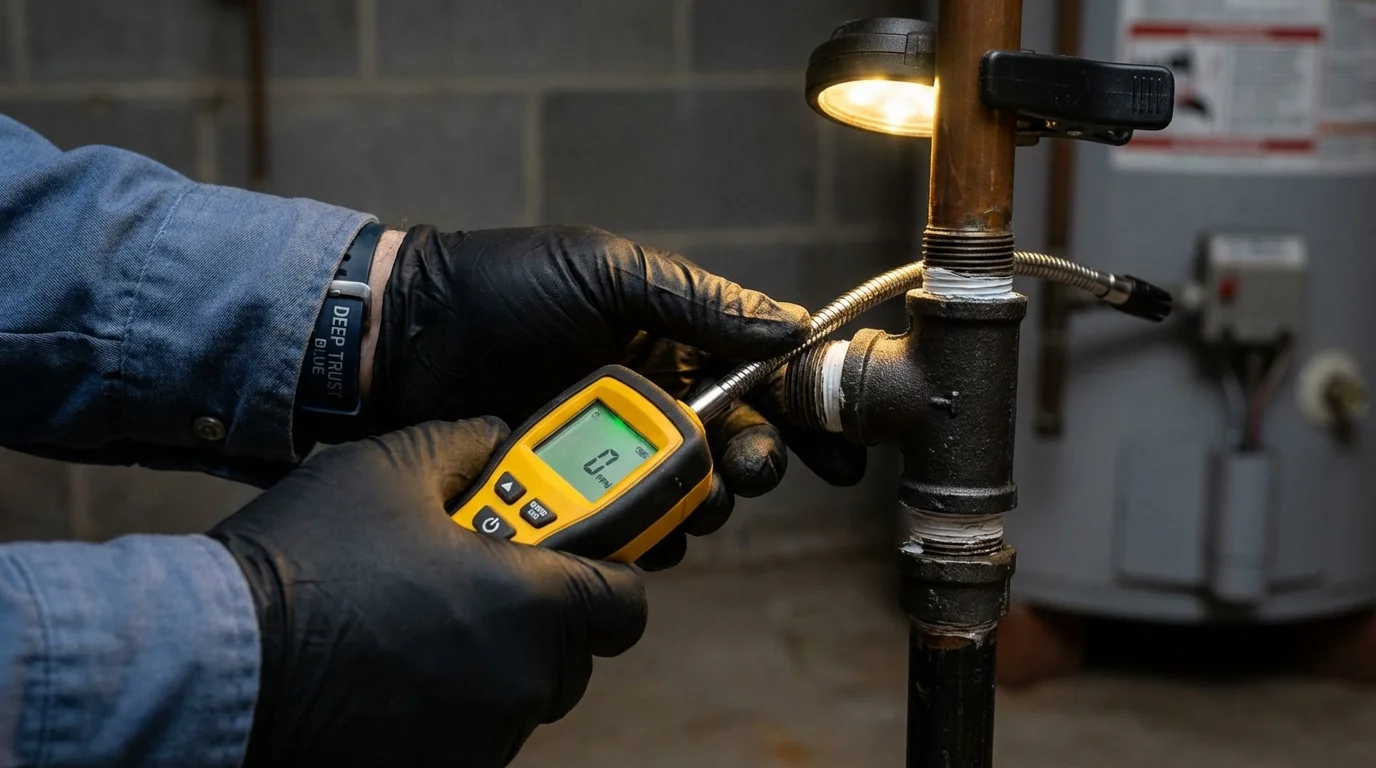 Gas leak detection with electronic sniffer by Johns Plumbing LLC in Jarrettsville